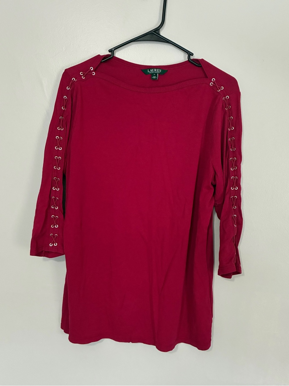 Lauren Ralph Lauren Red Lace-Up Sleeve Women's Top 1X